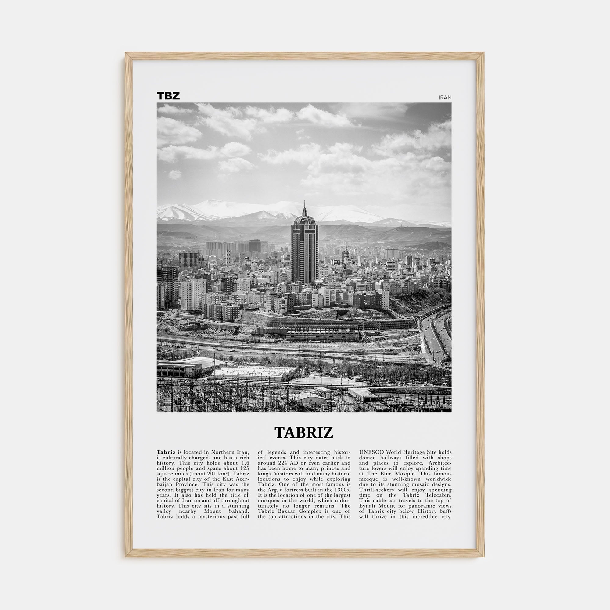 Tabriz Travel B&W Poster