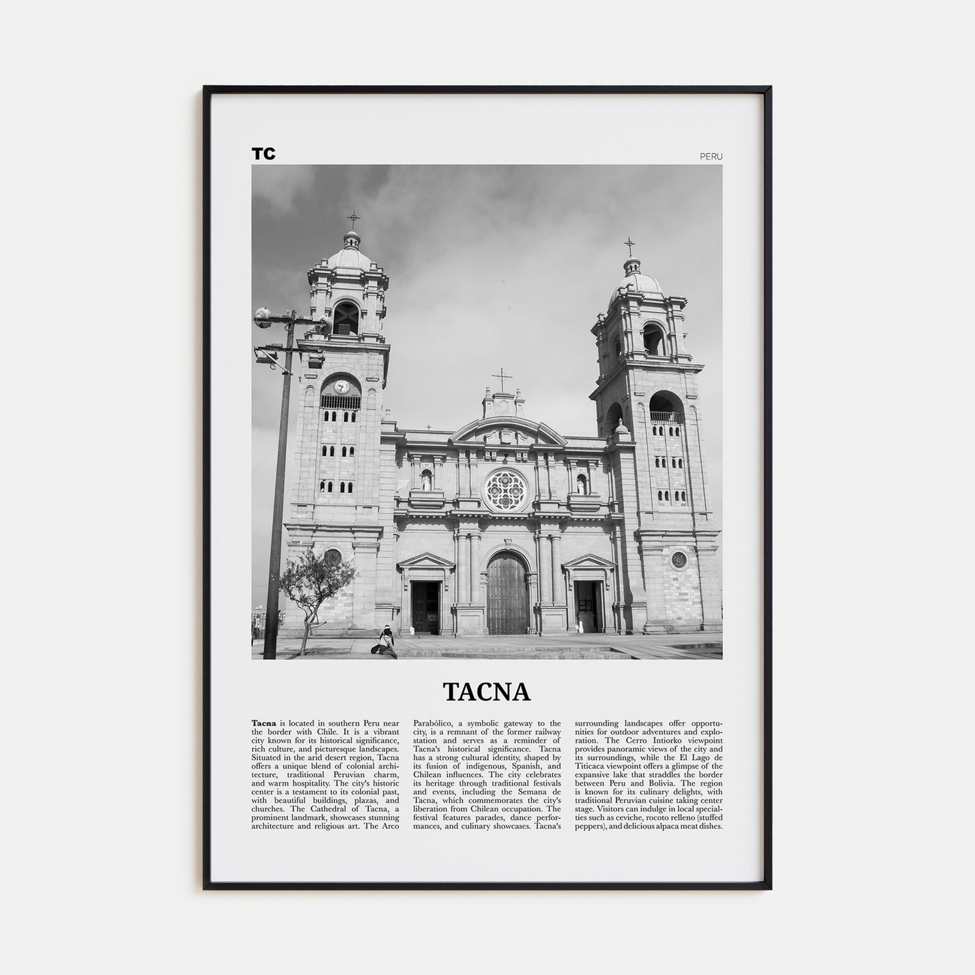Tacna Travel B&W Poster