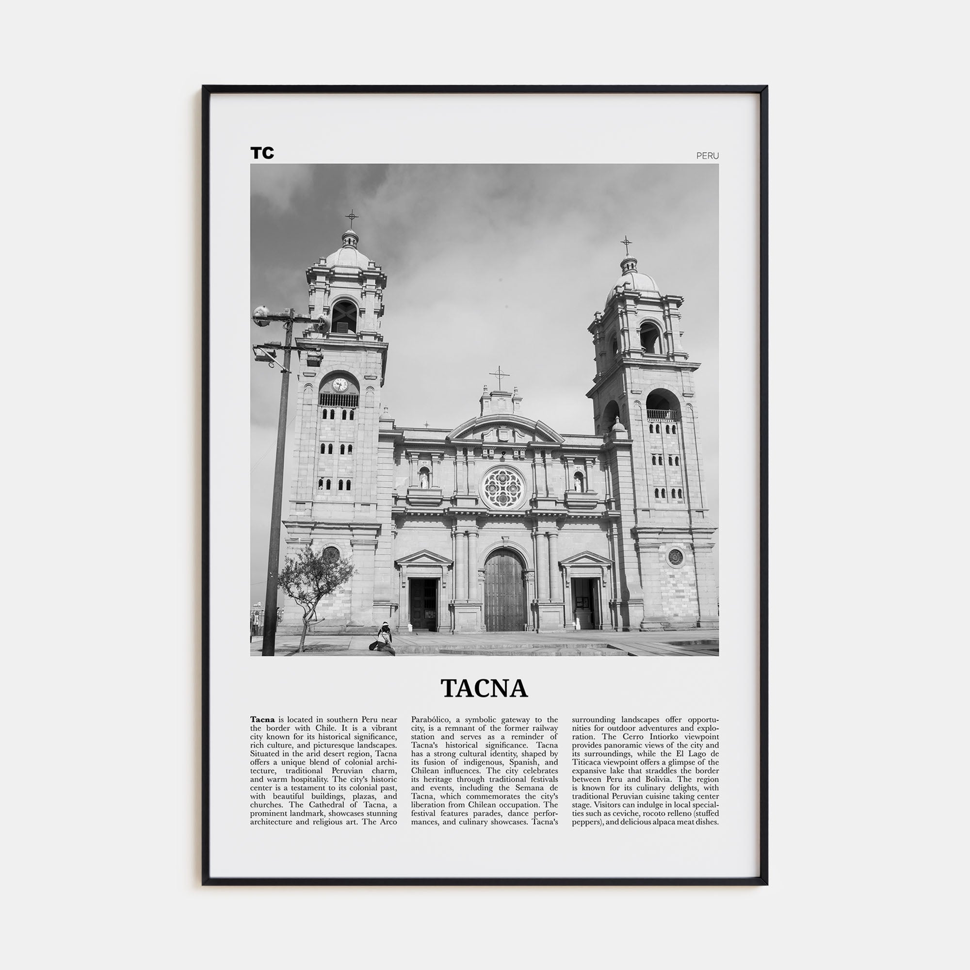 Tacna Travel B&W Poster