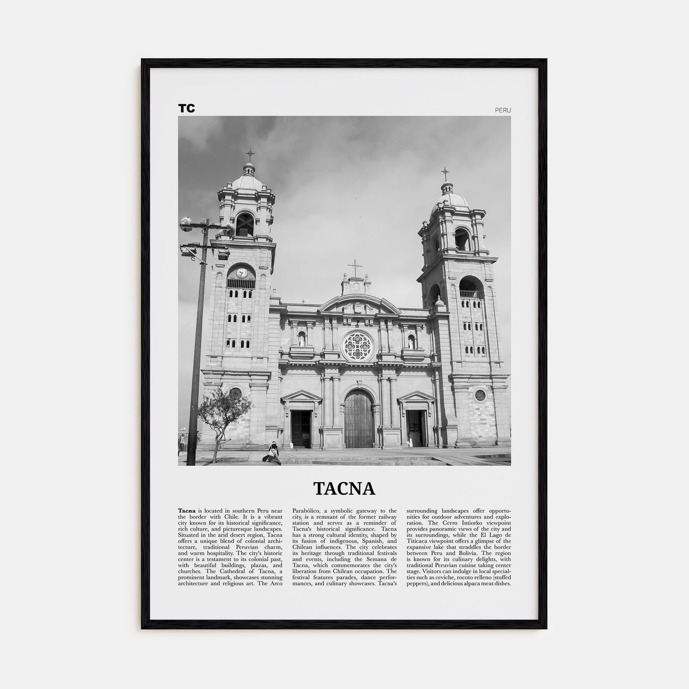 Tacna Travel B&W Poster