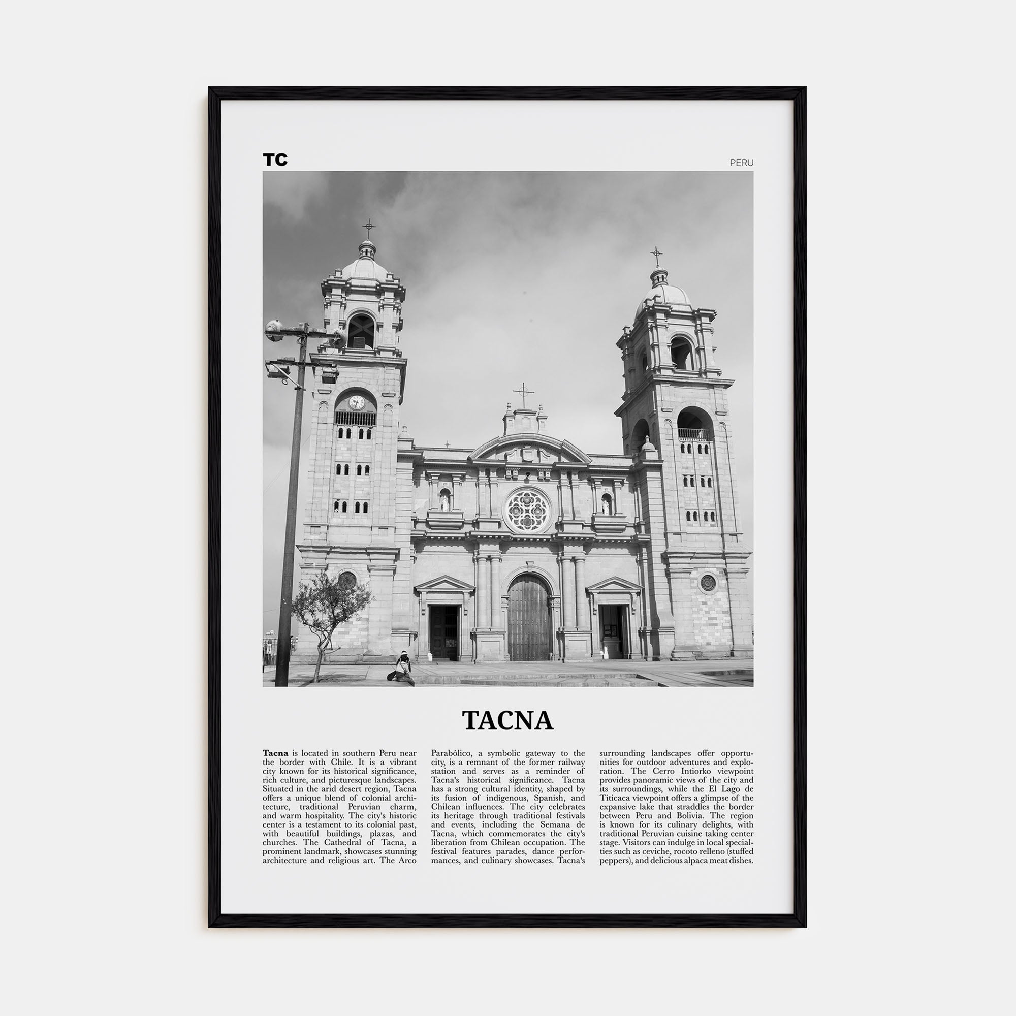Tacna Travel B&W Poster