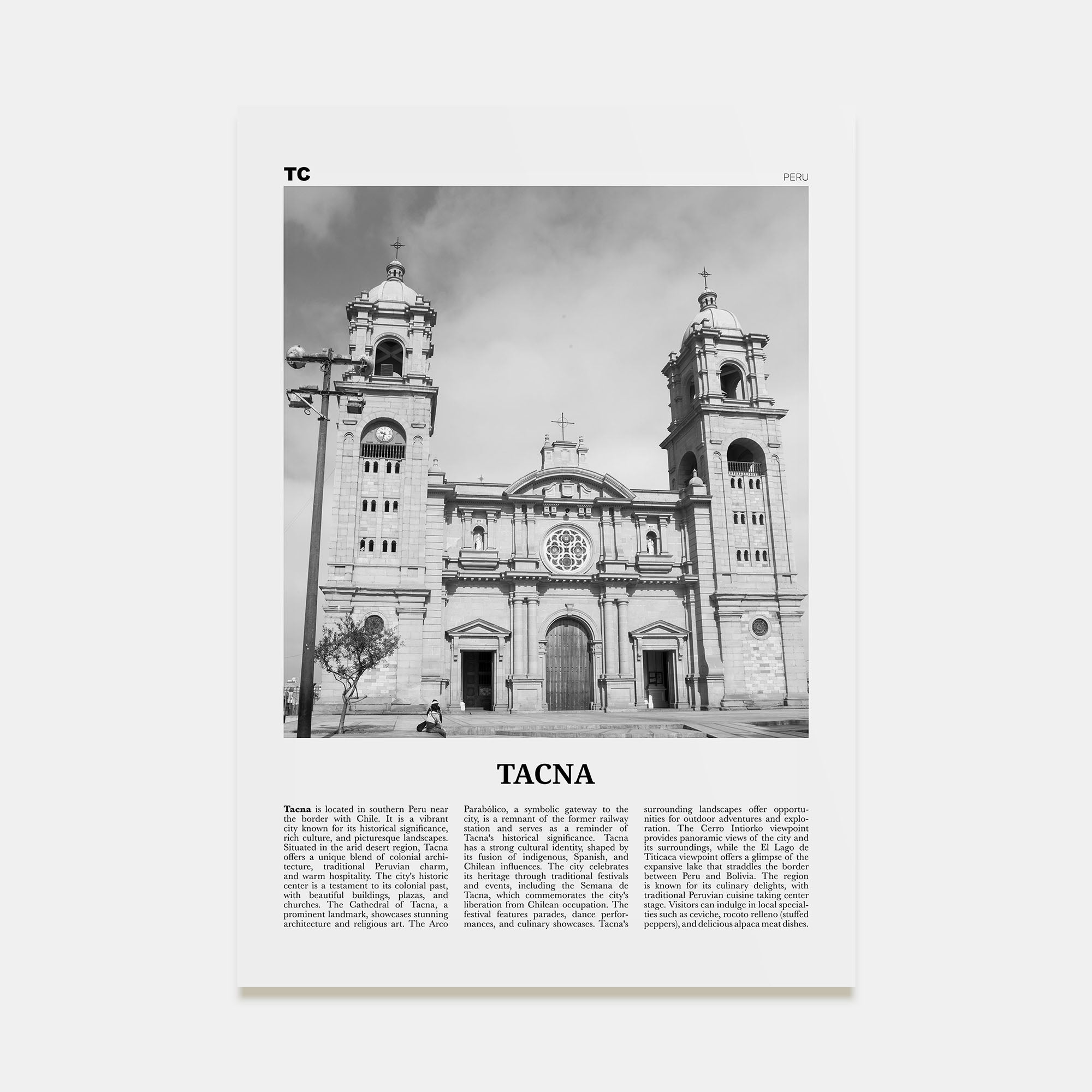 Tacna Travel B&W Poster