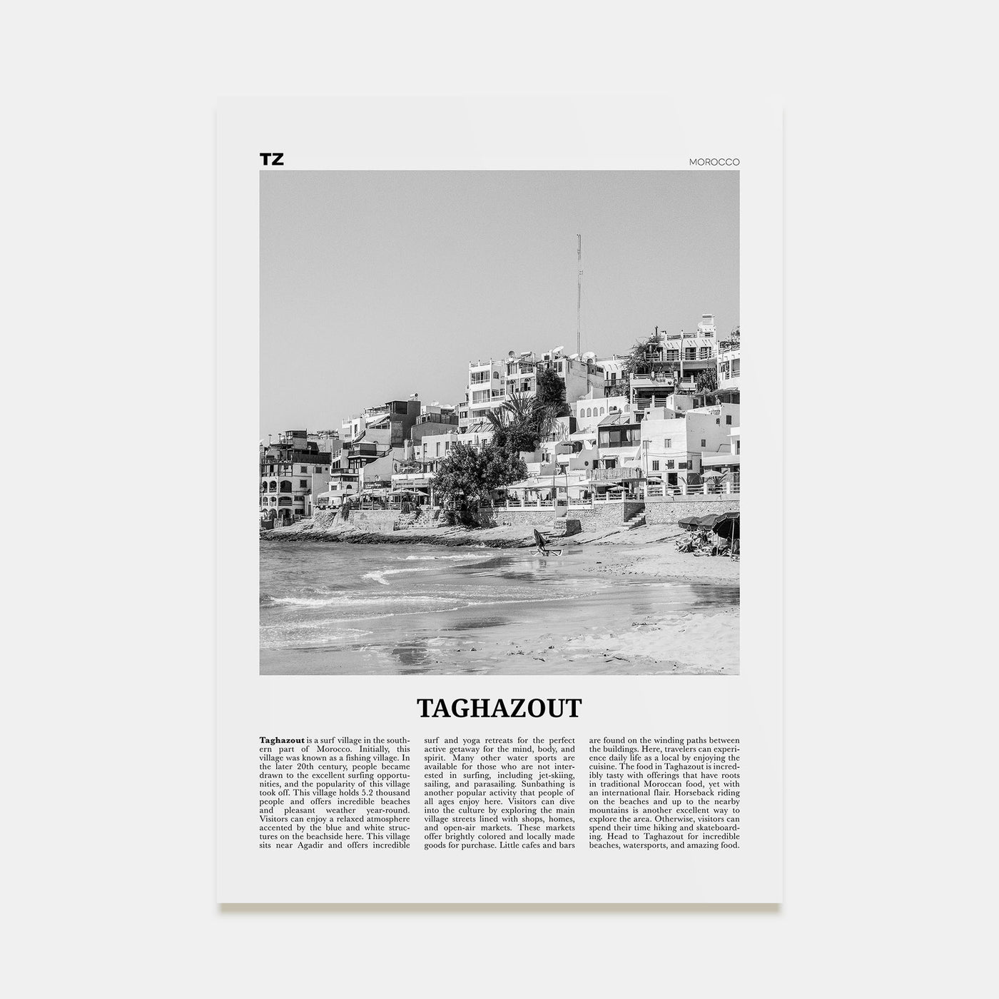 Taghazout Travel B&W Poster