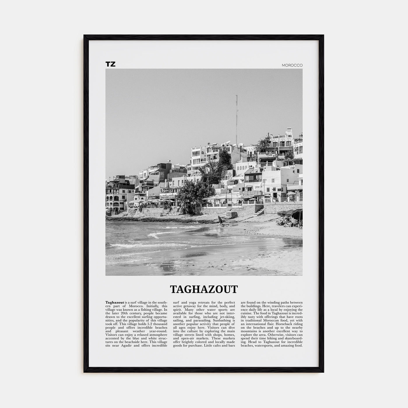 Taghazout Travel B&W Poster