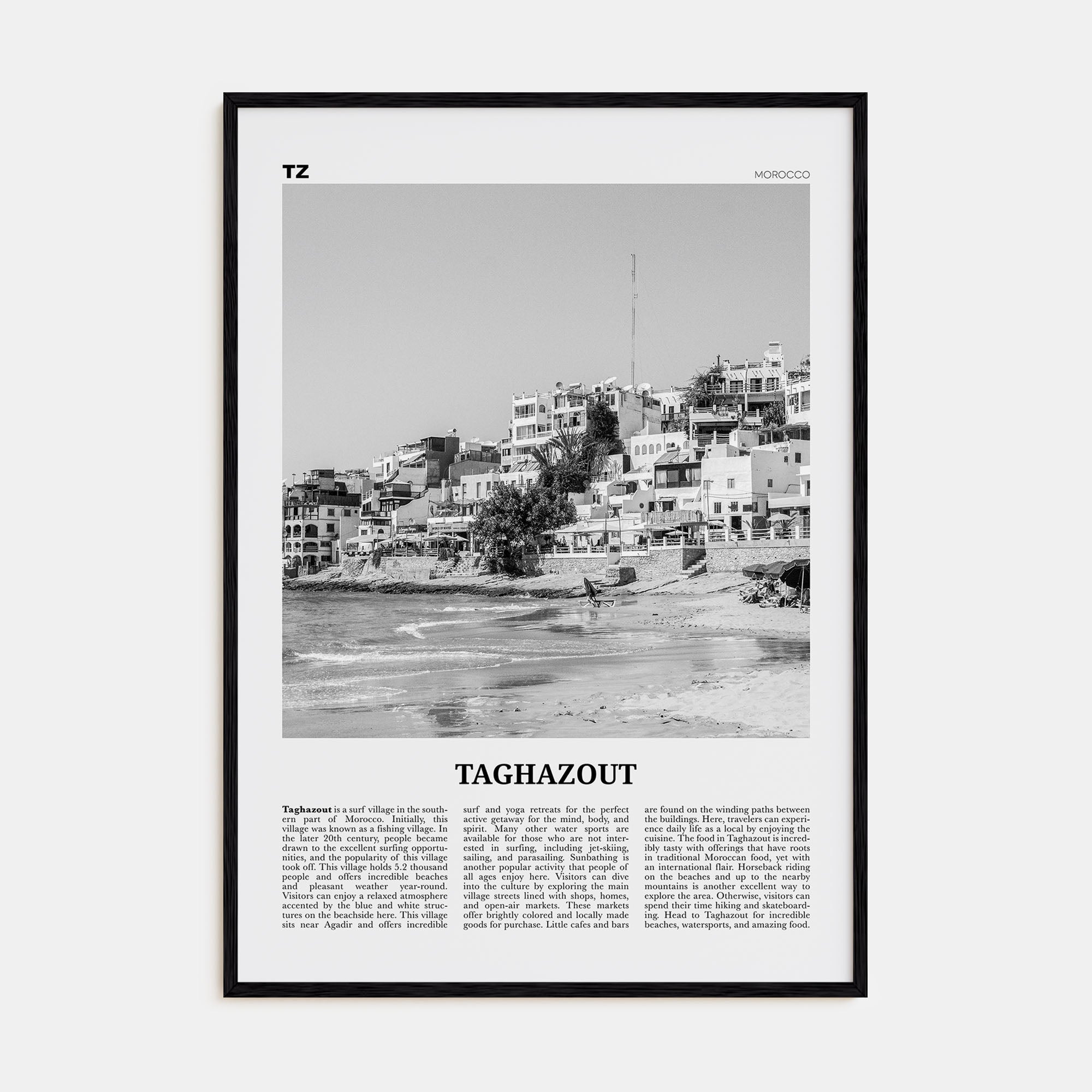 Taghazout Travel B&W Poster