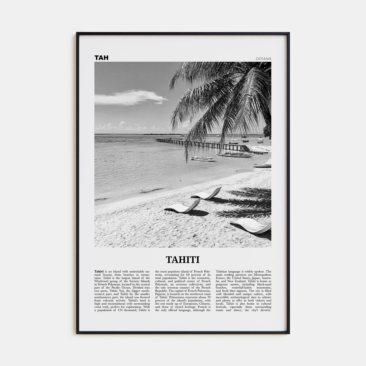 Tahiti Travel B&W Poster