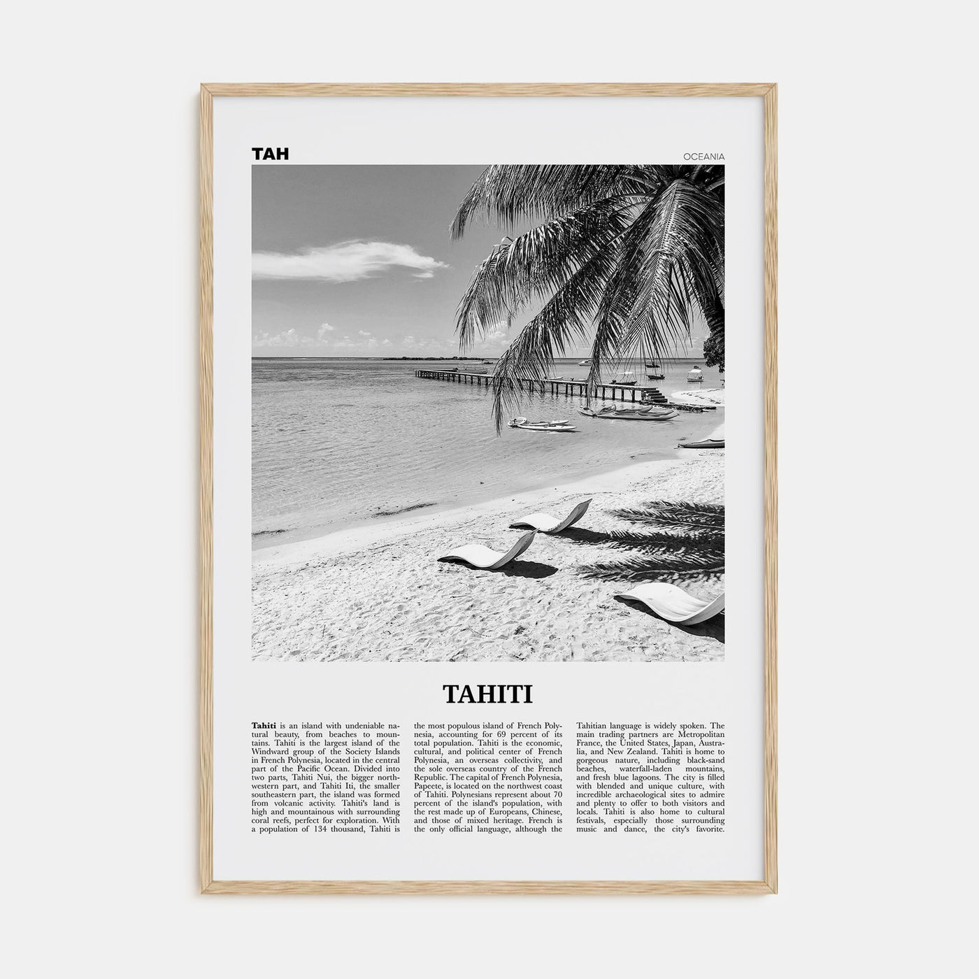 Tahiti Travel B&W Poster