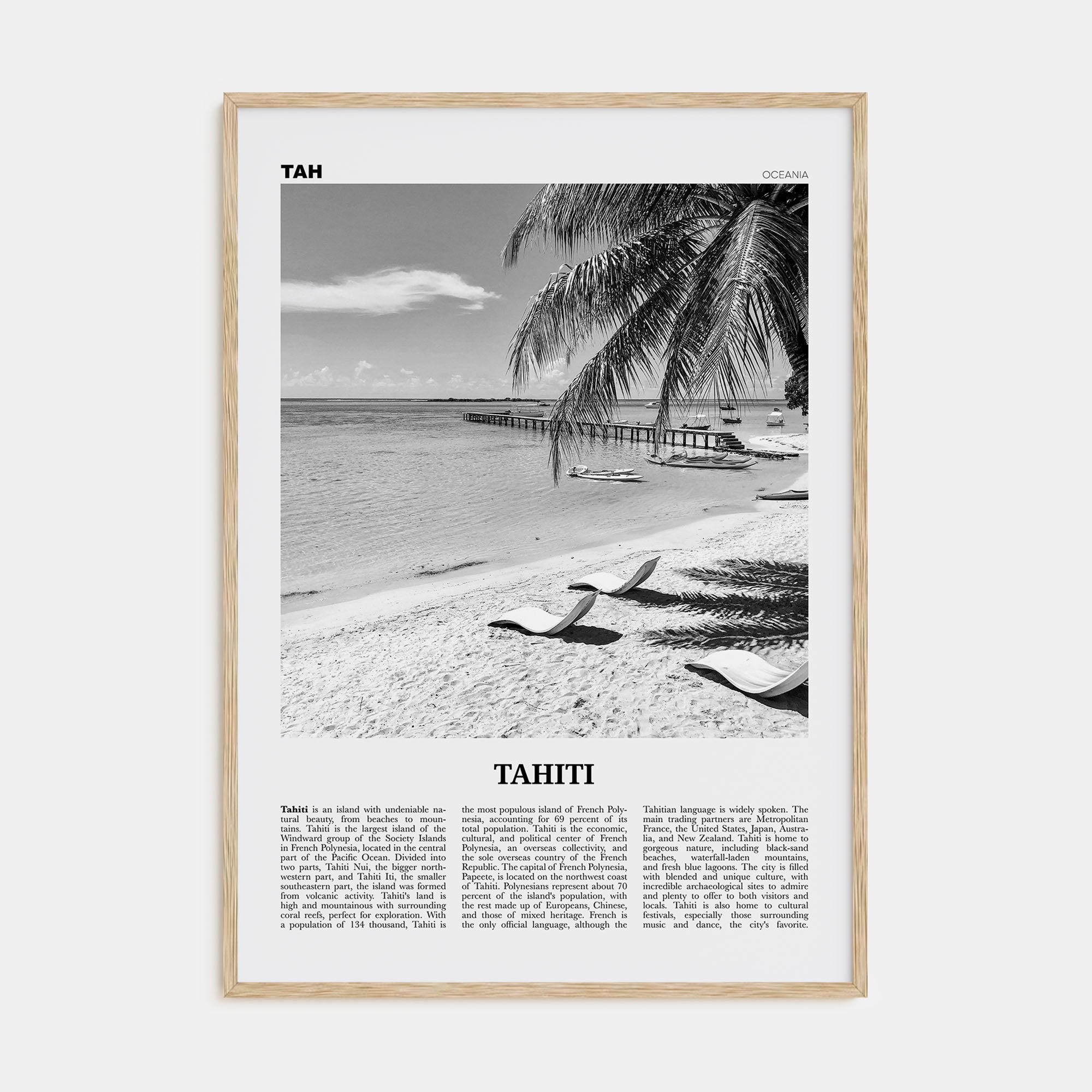 Tahiti Travel B&W Poster
