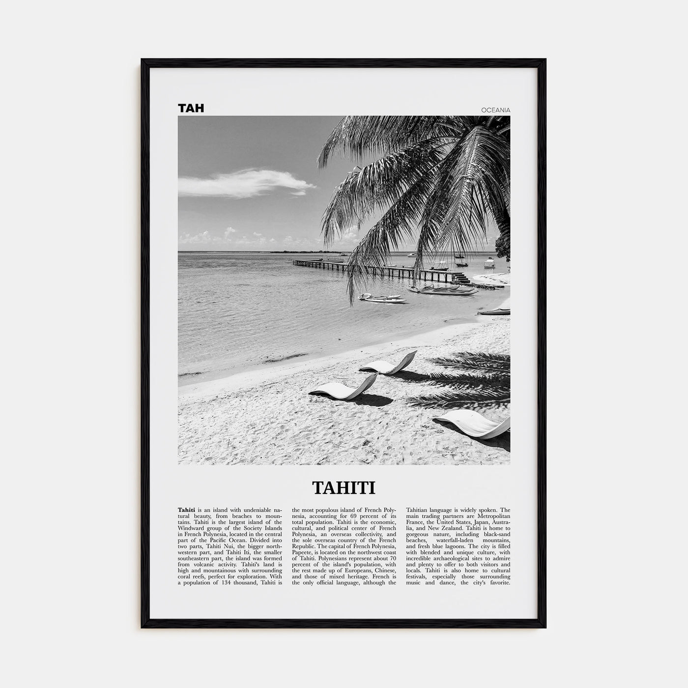 Tahiti Travel B&W Poster