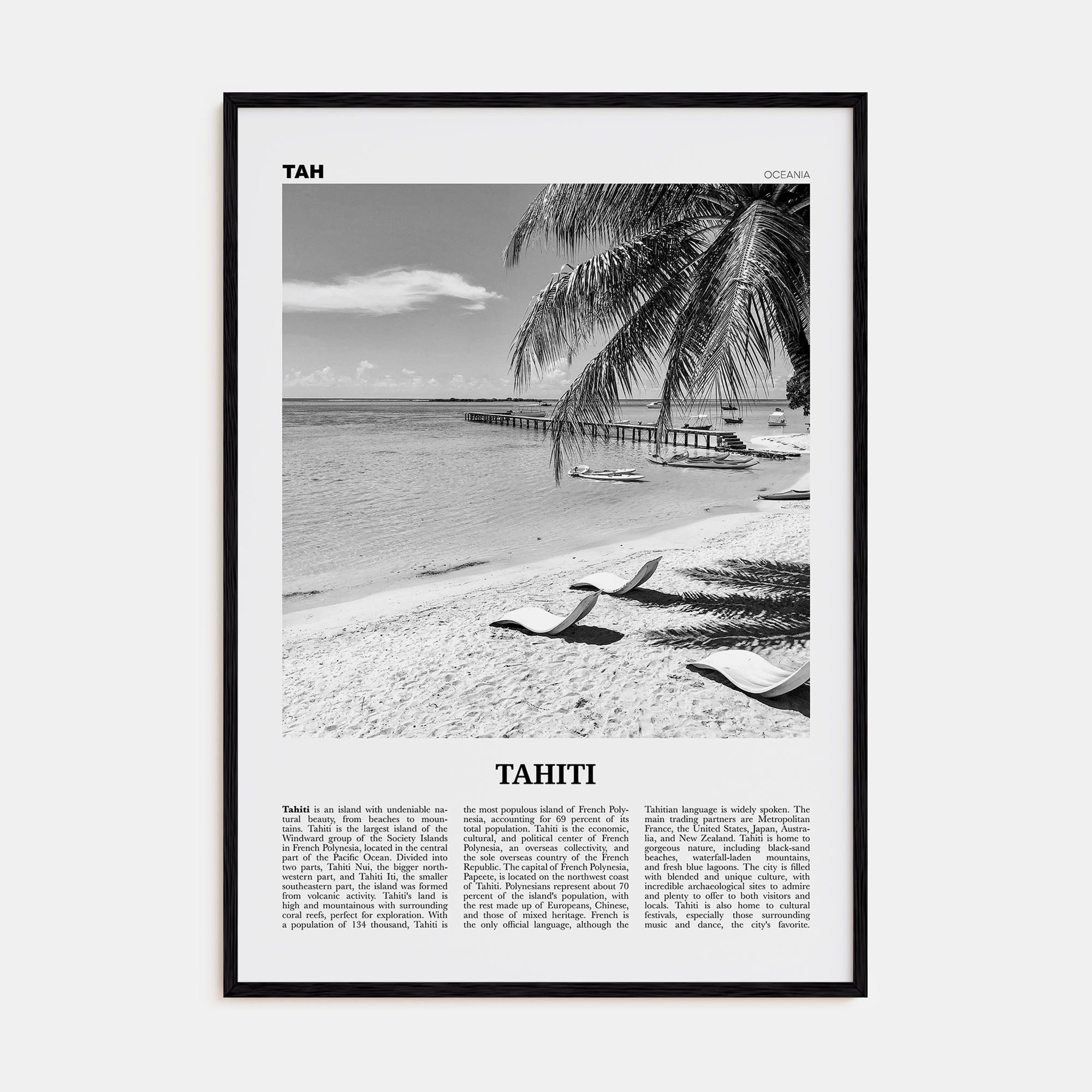 Tahiti Travel B&W Poster