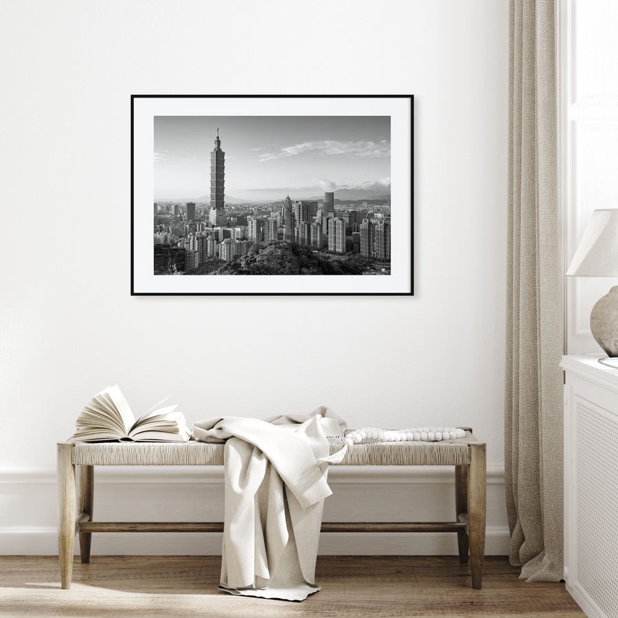 Taipei Landscape B&W Poster