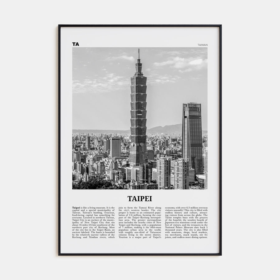 Taipei Travel B&W No 1 Poster