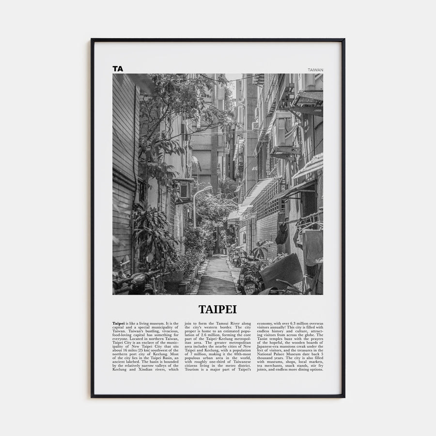 Taipei Travel B&W No 2 Poster