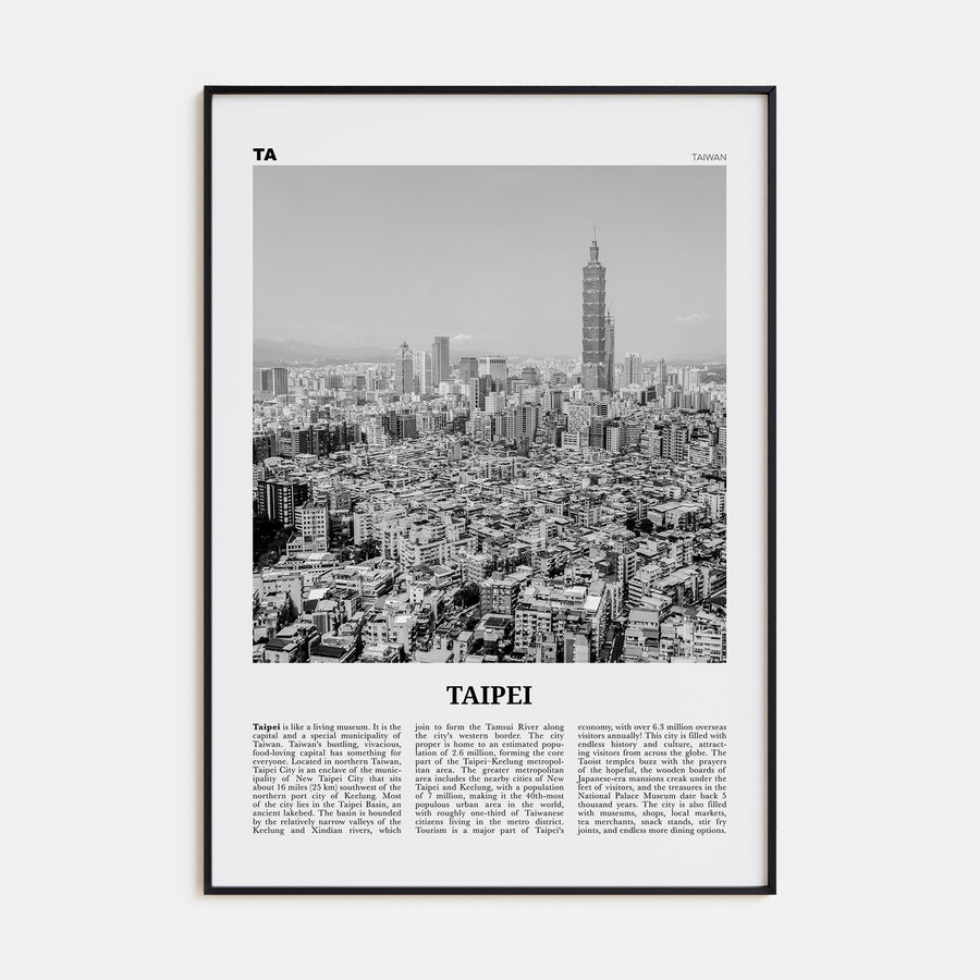 Taipei Travel B&W No 3 Poster