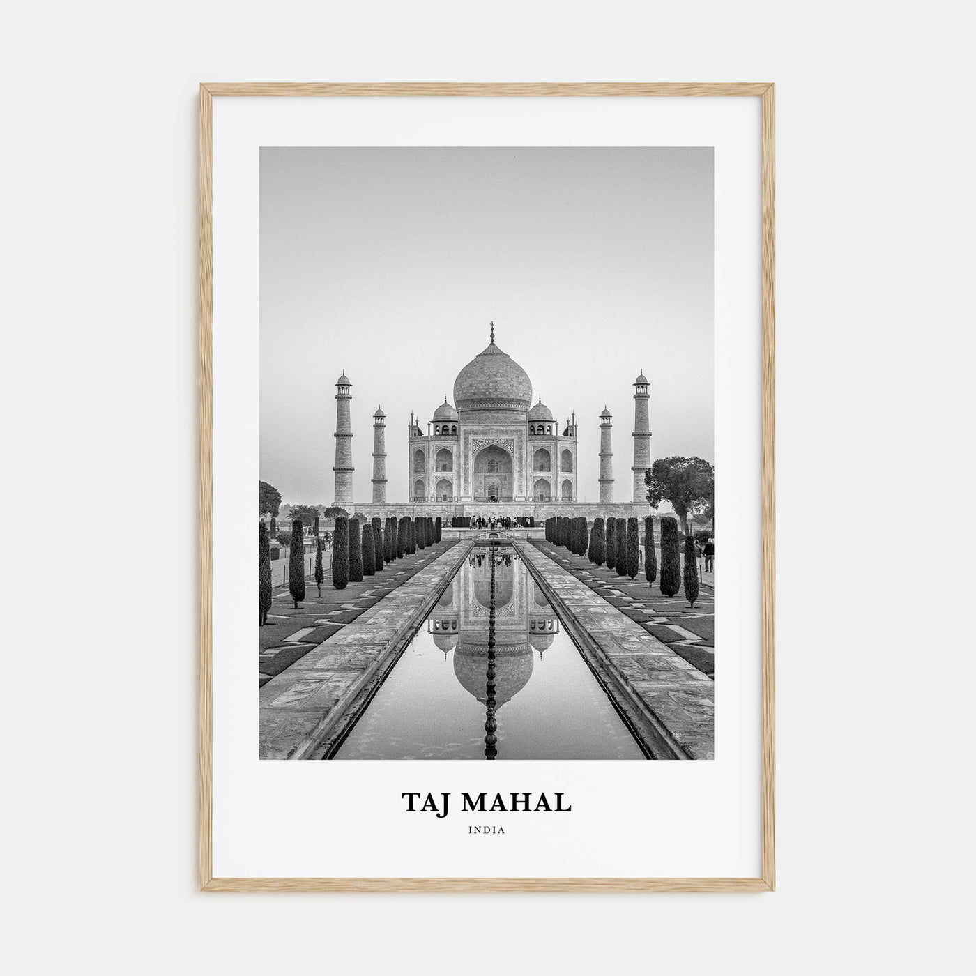Taj Mahal Portrait B&W Poster