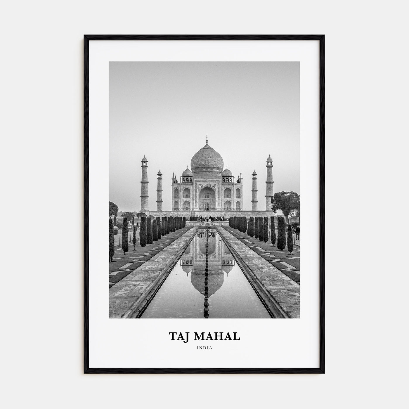 Taj Mahal Portrait B&W Poster