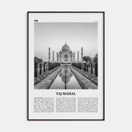 Taj Mahal Travel B&W Poster