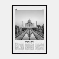 Taj Mahal Travel B&W Poster