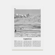 Tajikistan Travel B&W Poster