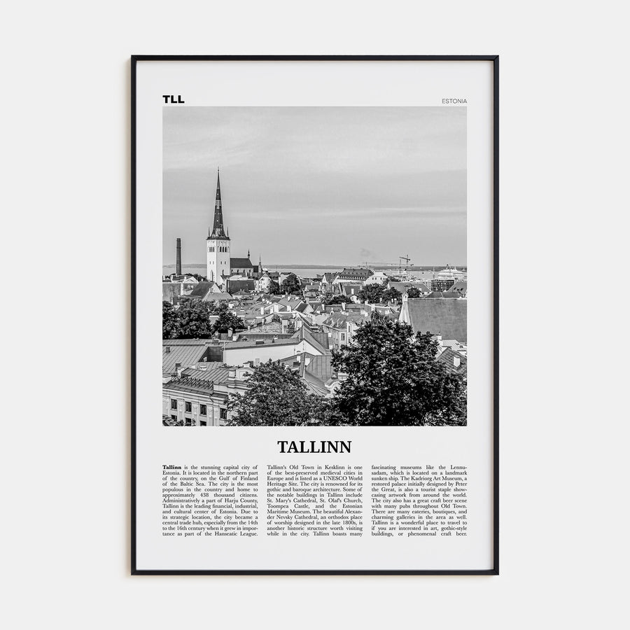 Tallinn Travel B&W Poster