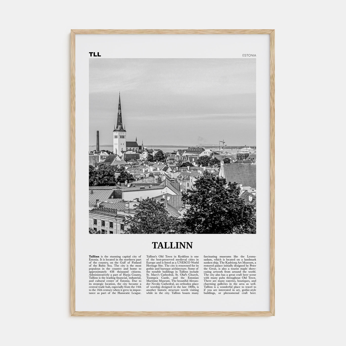 Tallinn Travel B&W Poster