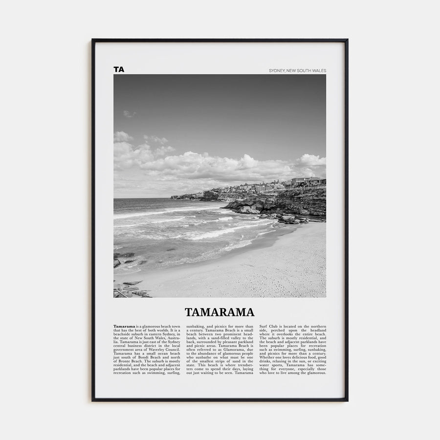 Tamarama Travel B&W Poster