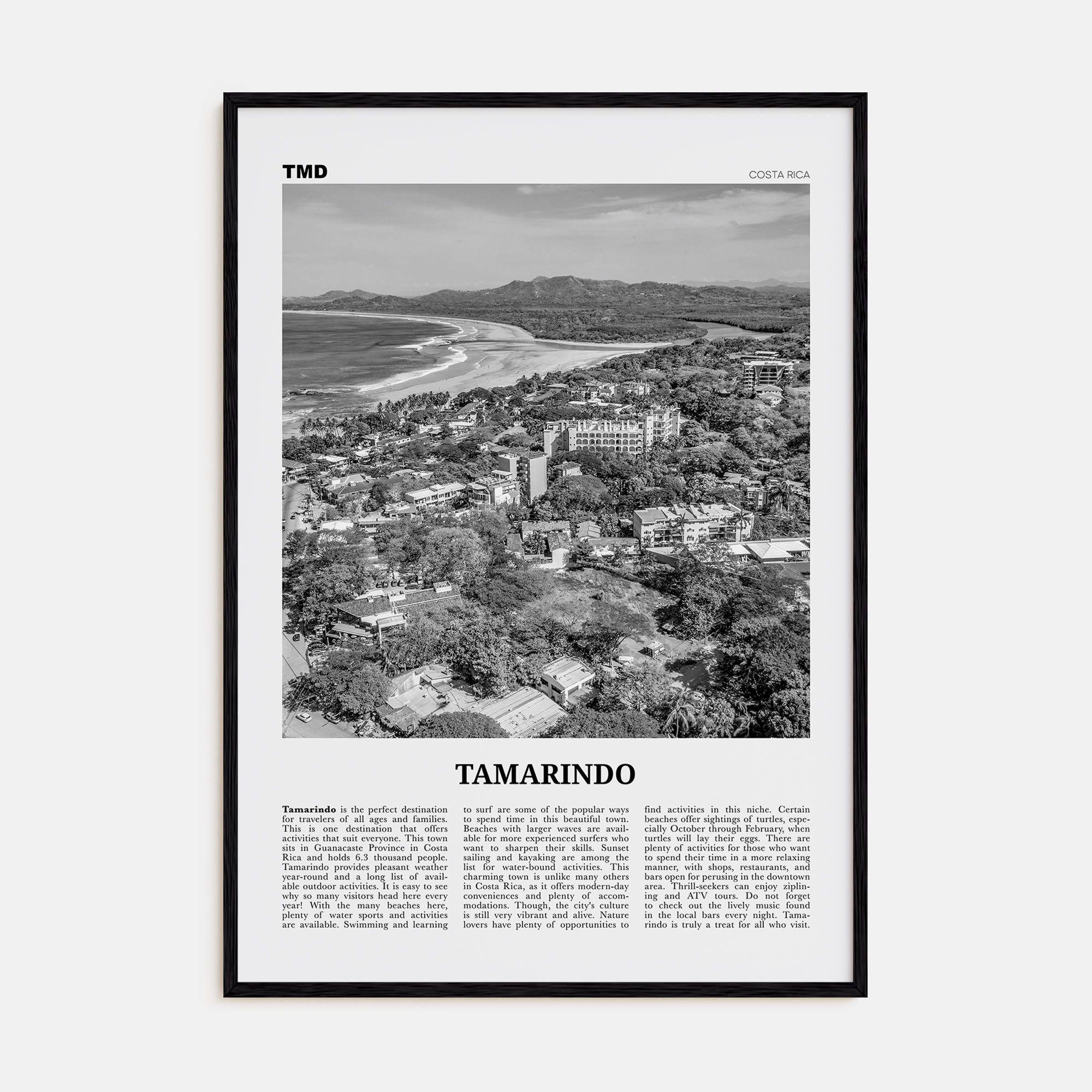 Tamarindo Travel B&W Poster