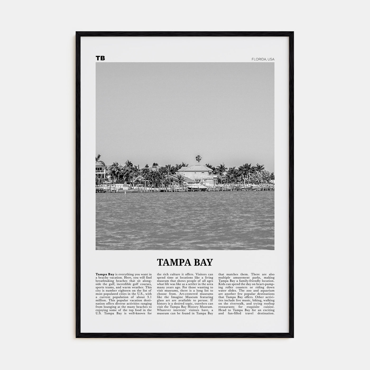 Tampa Bay Travel B&W Poster