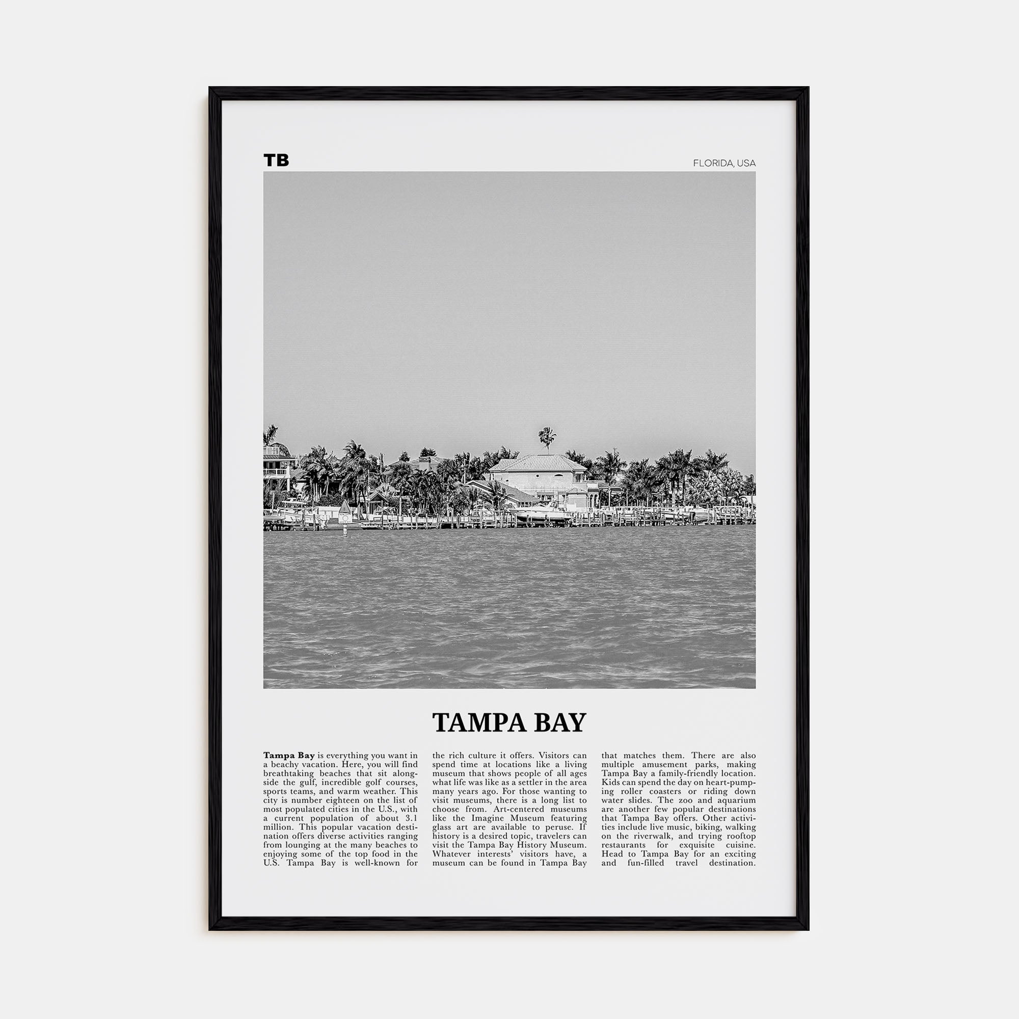 Tampa Bay Travel B&W Poster