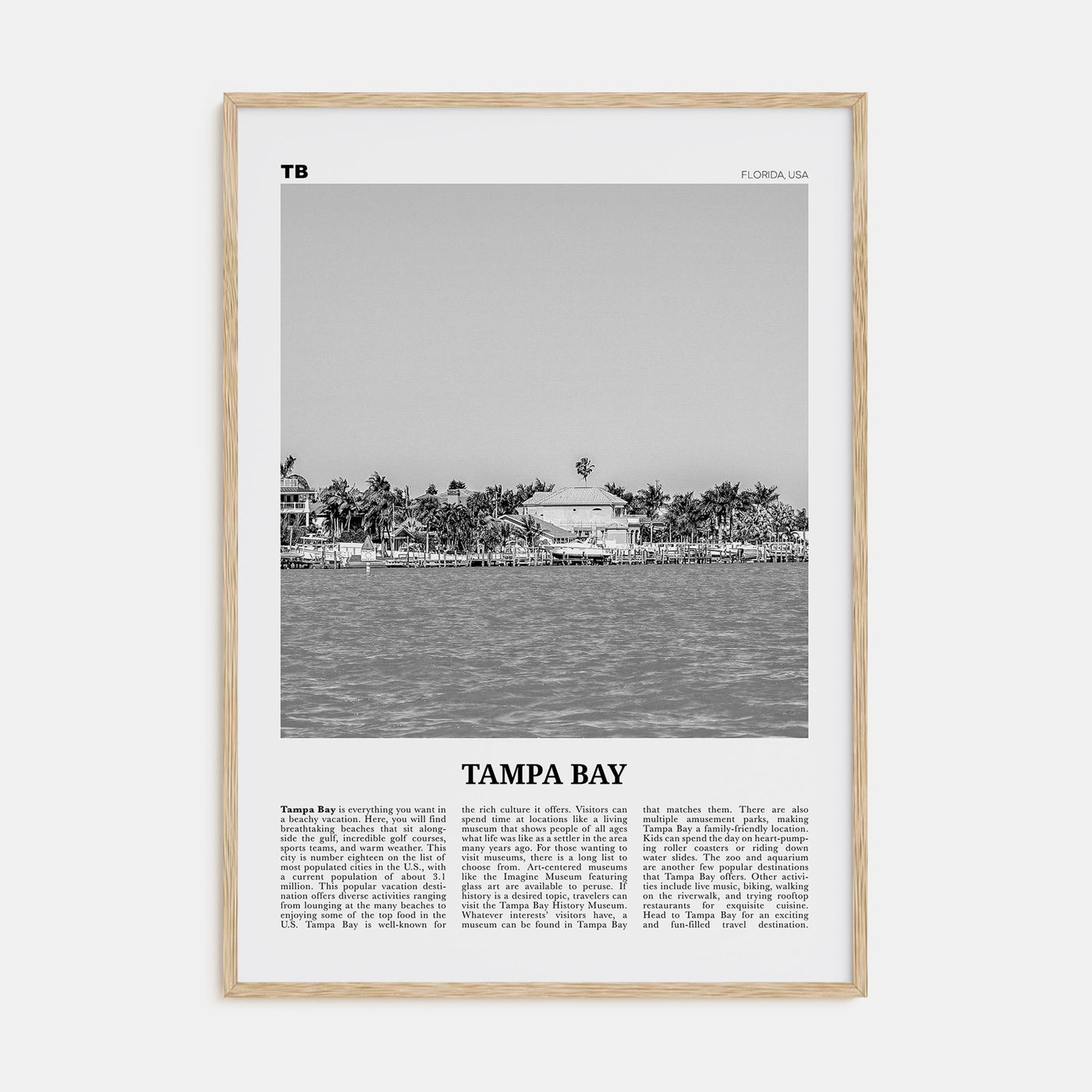 Tampa Bay Travel B&W Poster