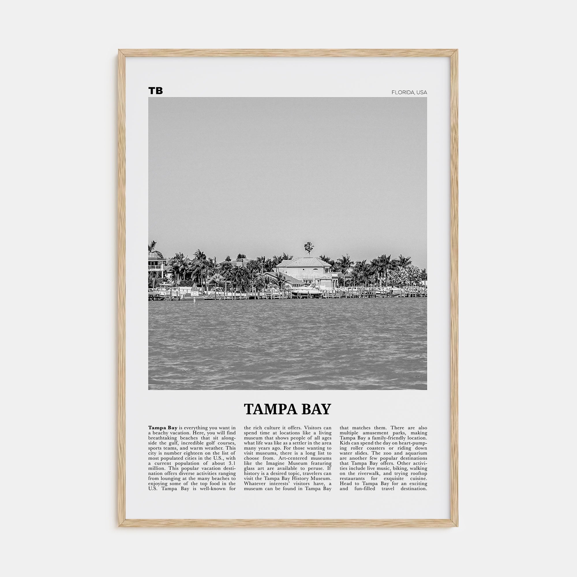Tampa Bay Travel B&W Poster