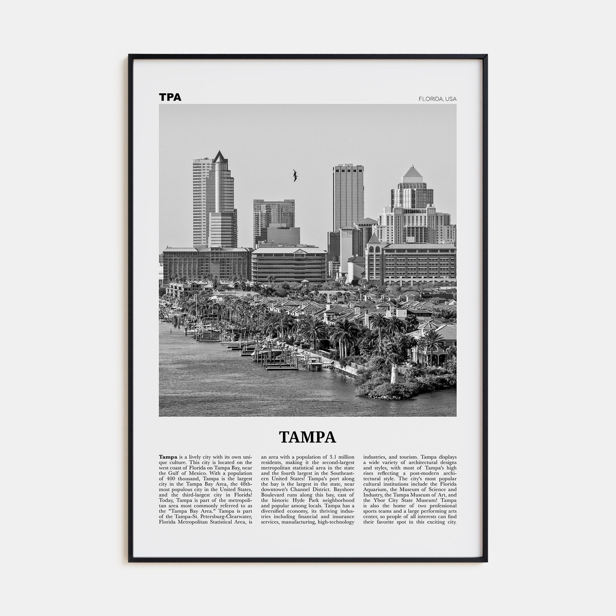 Tampa Travel B&W No 1 Poster