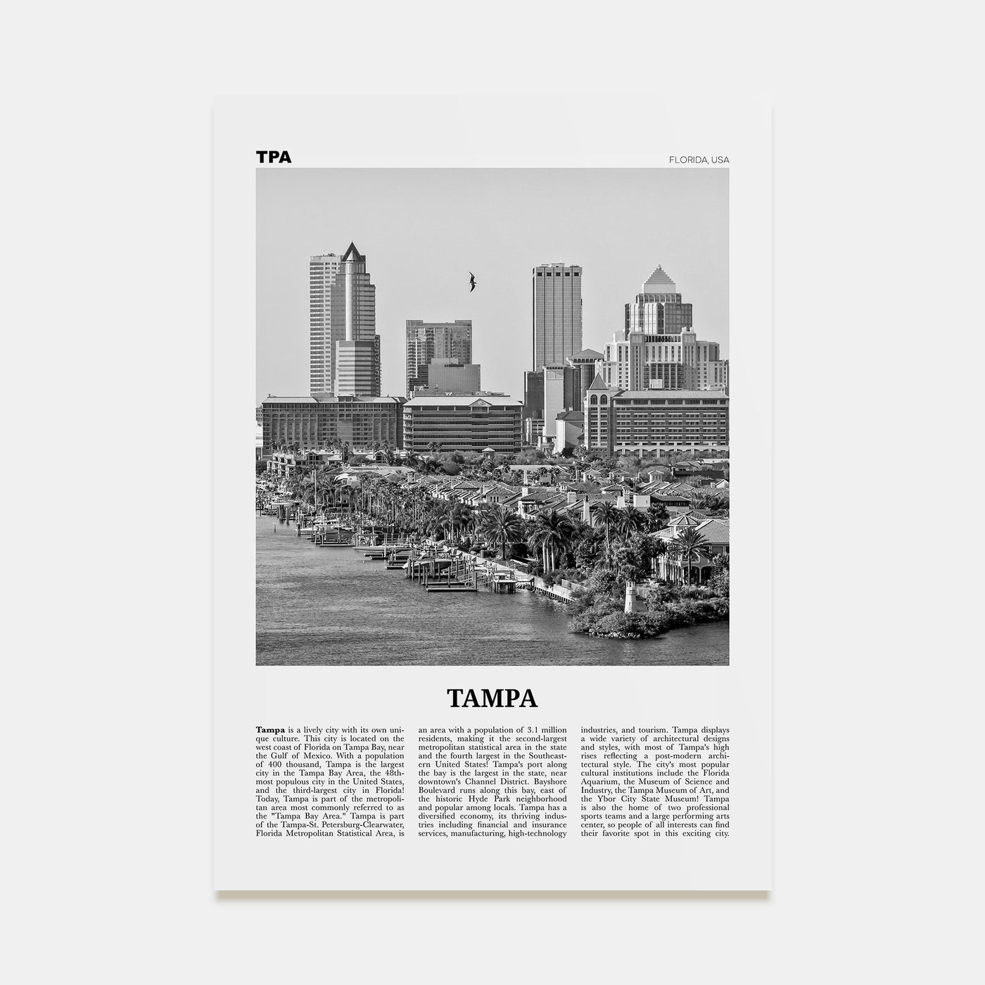 Tampa Travel B&W No 1 Poster