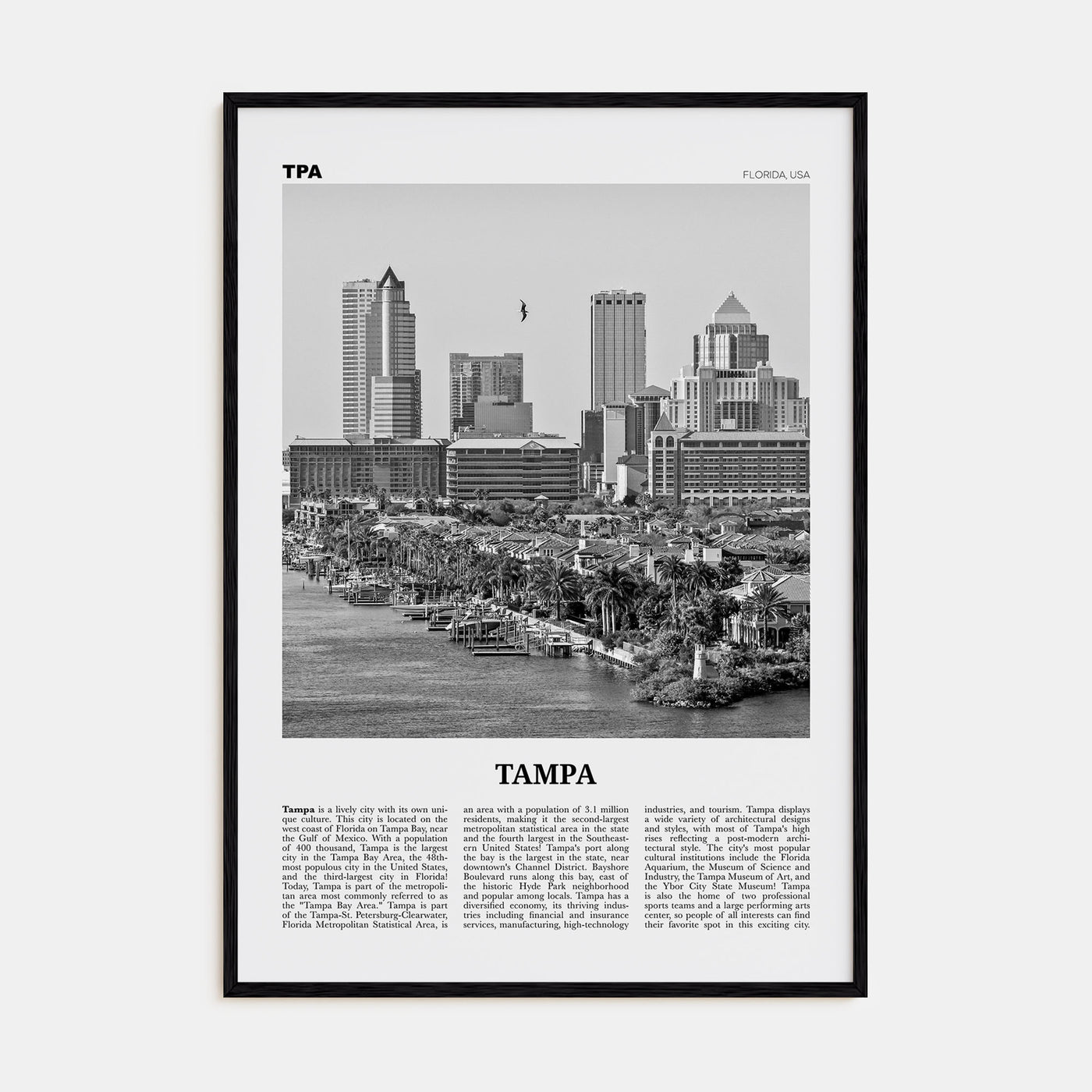 Tampa Travel B&W No 1 Poster