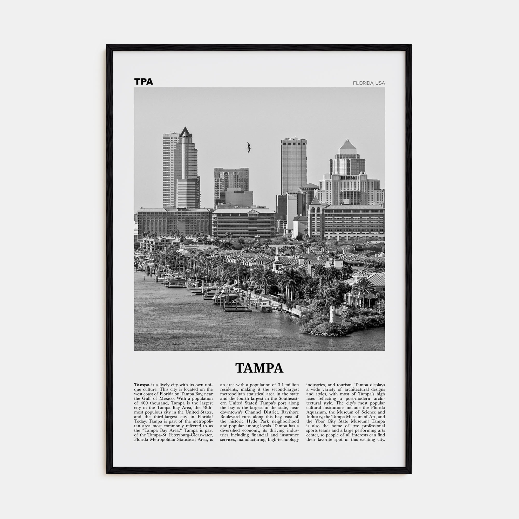 Tampa Travel B&W No 1 Poster