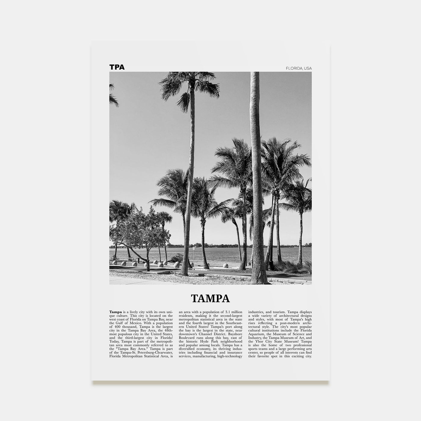 Tampa Travel B&W No 3 Poster