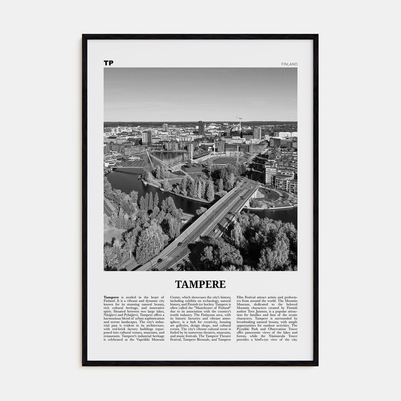 Tampere Travel B&W Poster