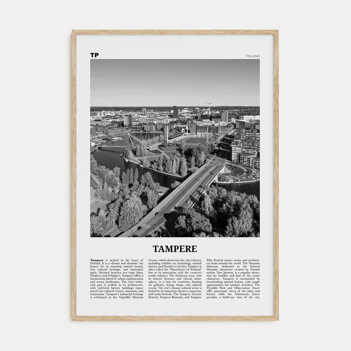 Tampere Travel B&W Poster
