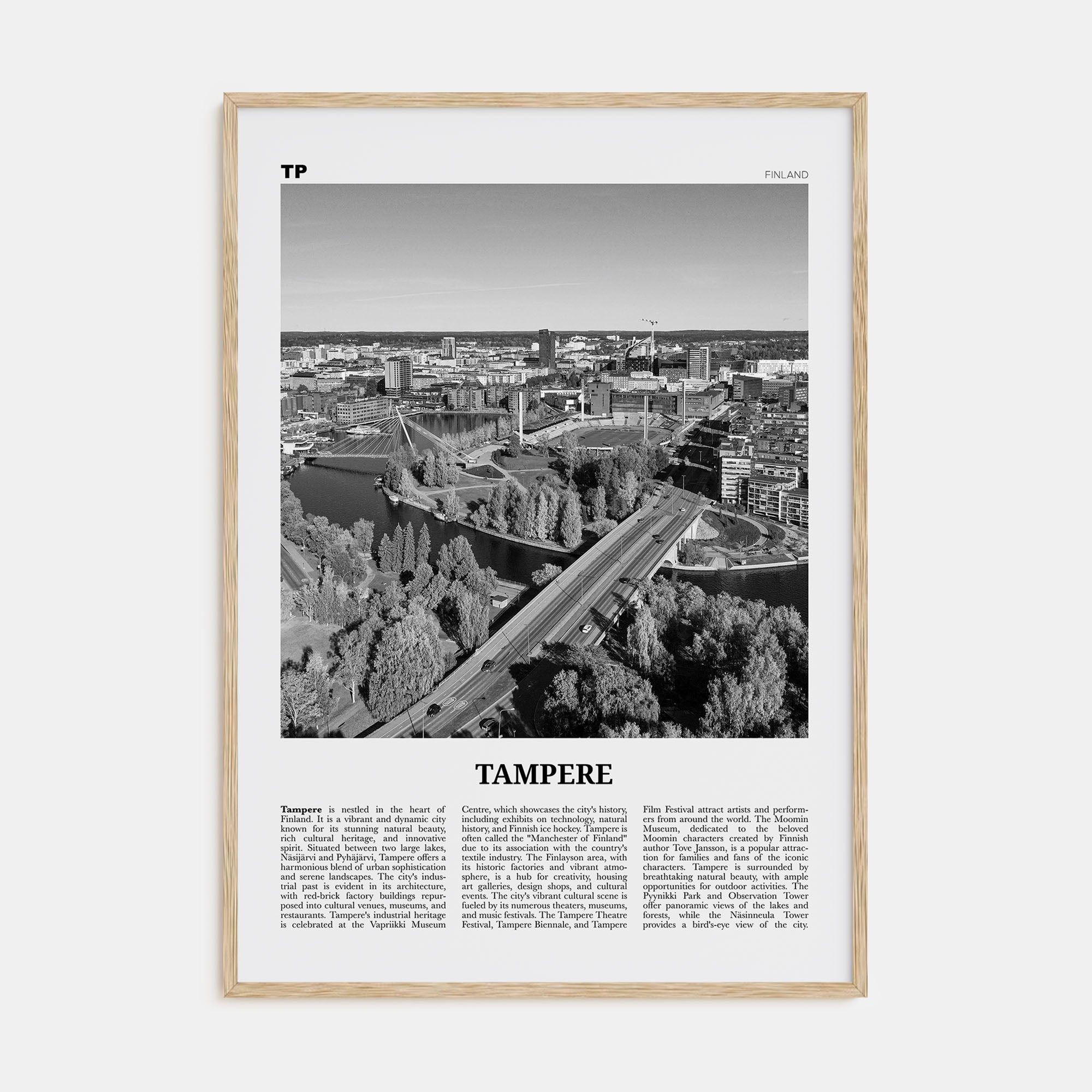 Tampere Travel B&W Poster