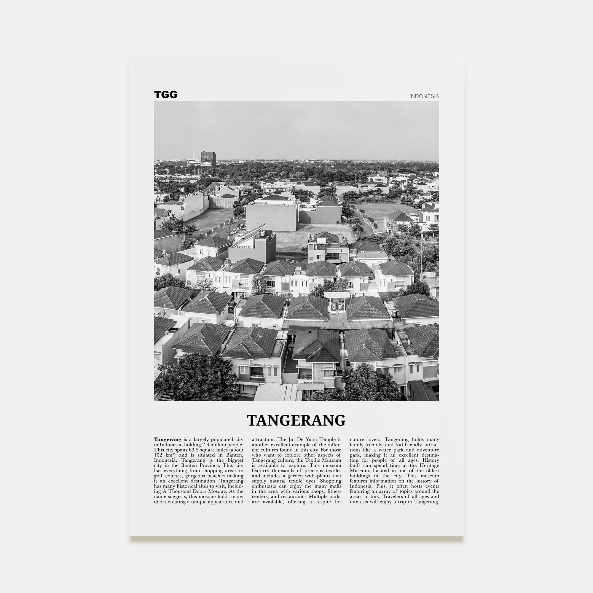 Tangerang Travel B&W Poster