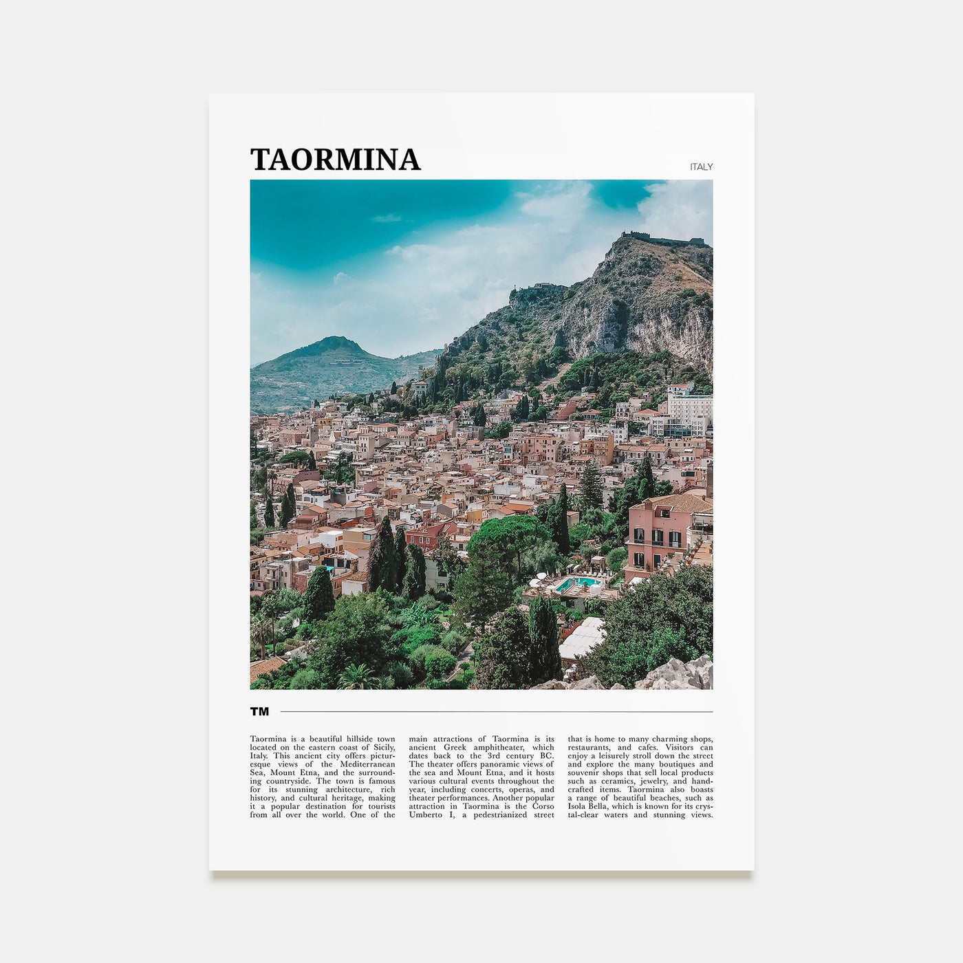 Taormina Travel Color Poster