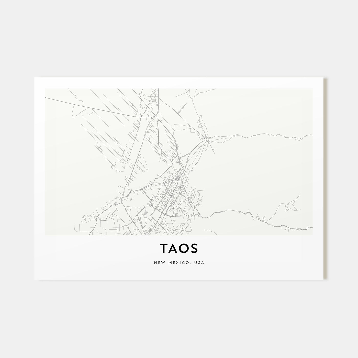 Taos Map Landscape Poster