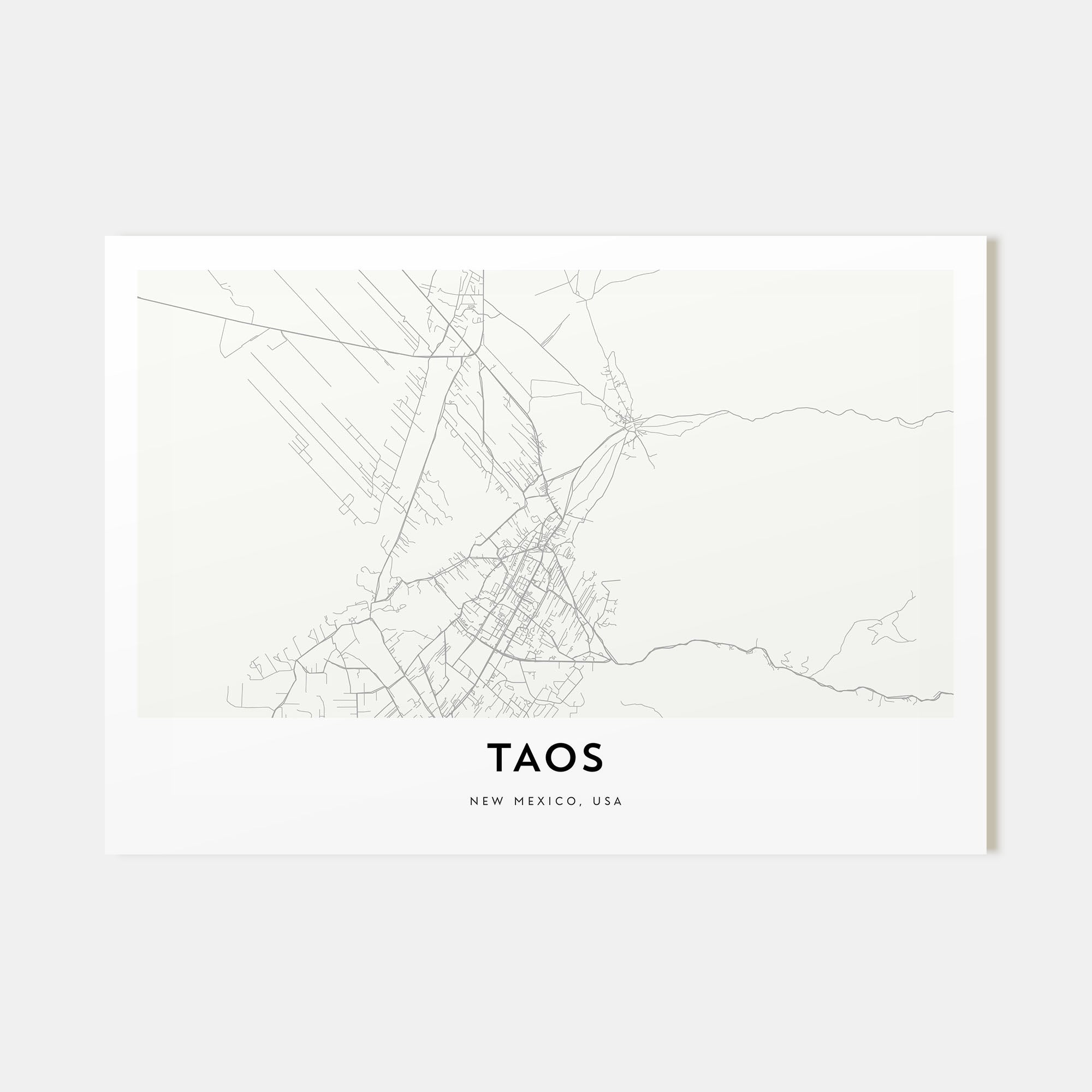 Taos Map Landscape Poster