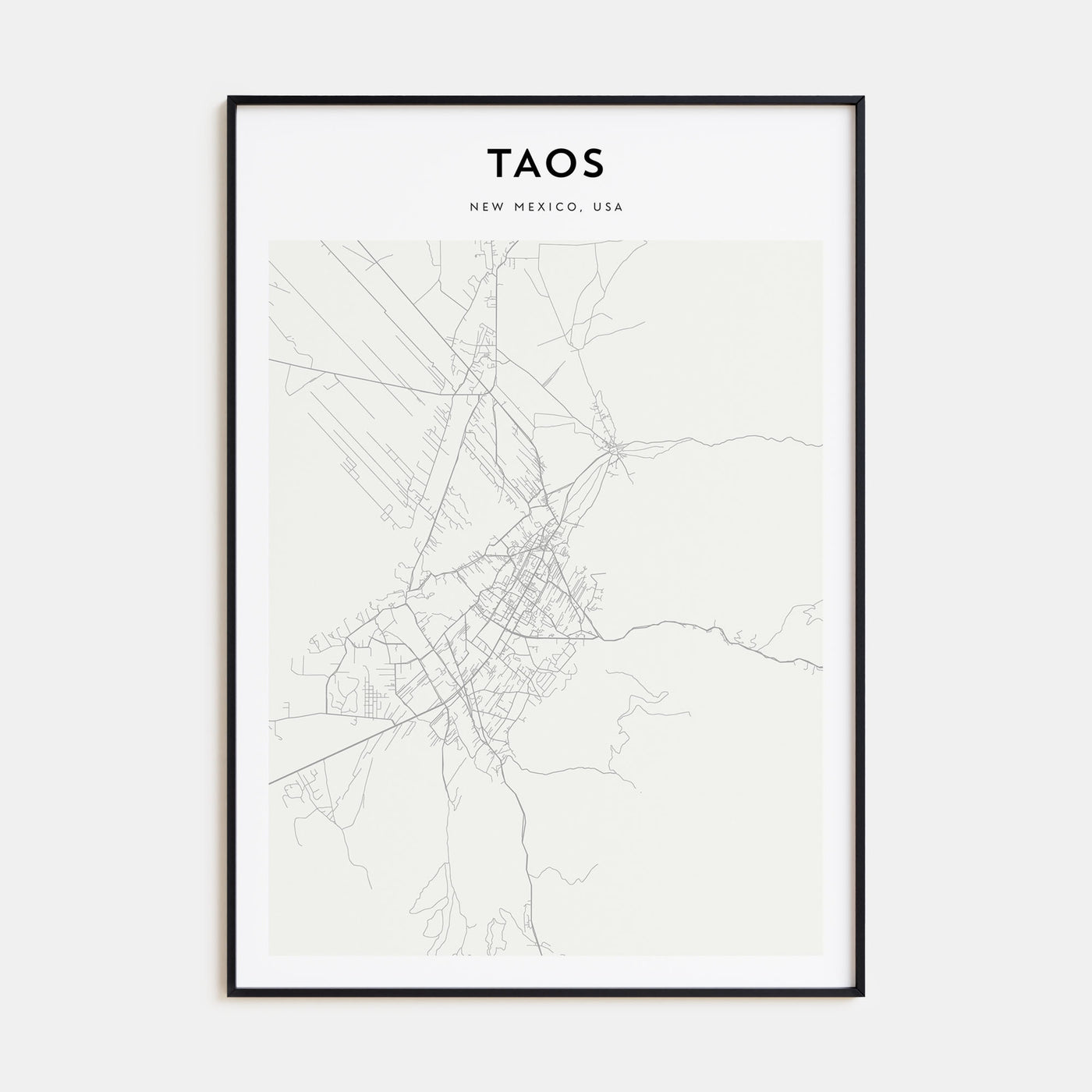 Taos Map Portrait Poster