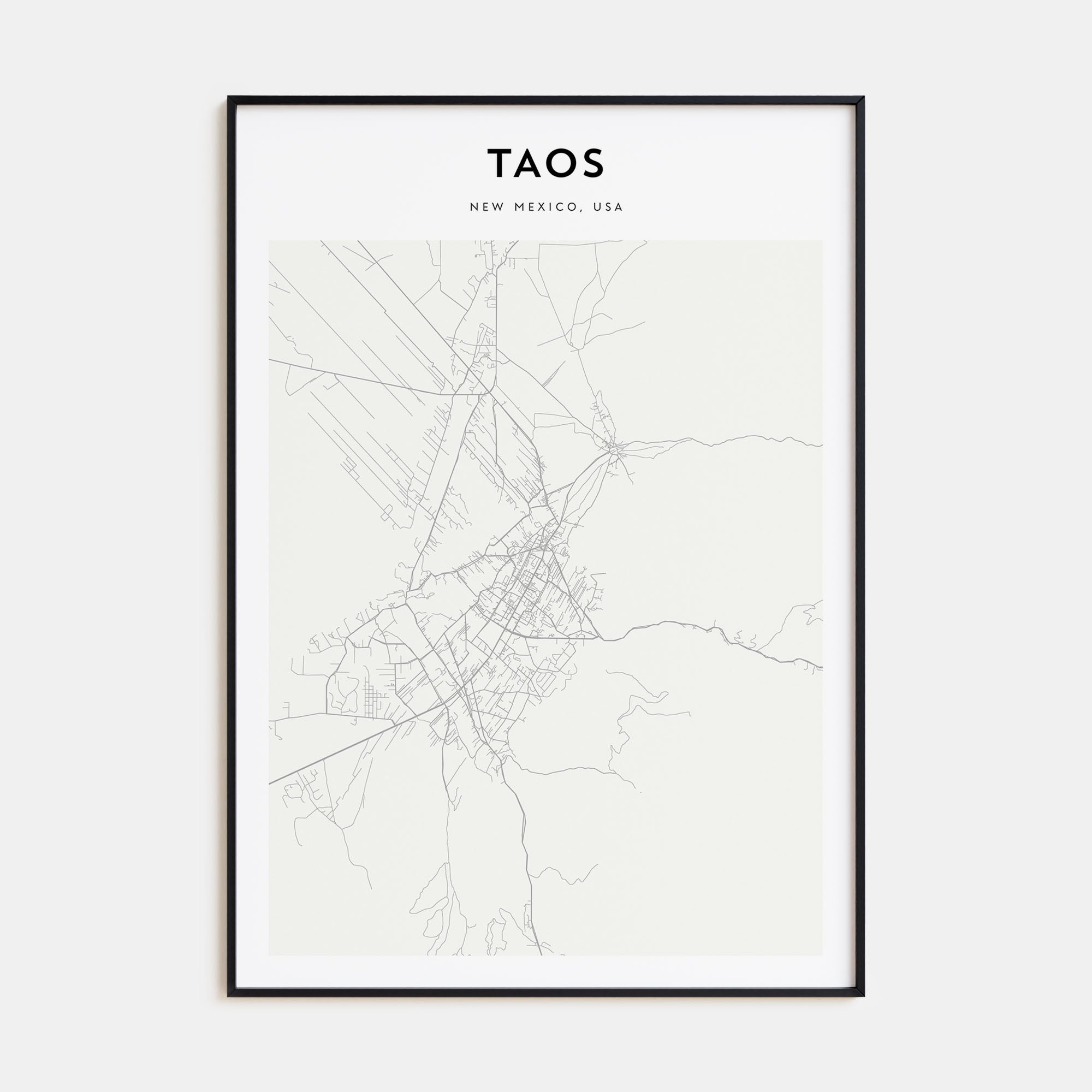 Taos Map Portrait Poster