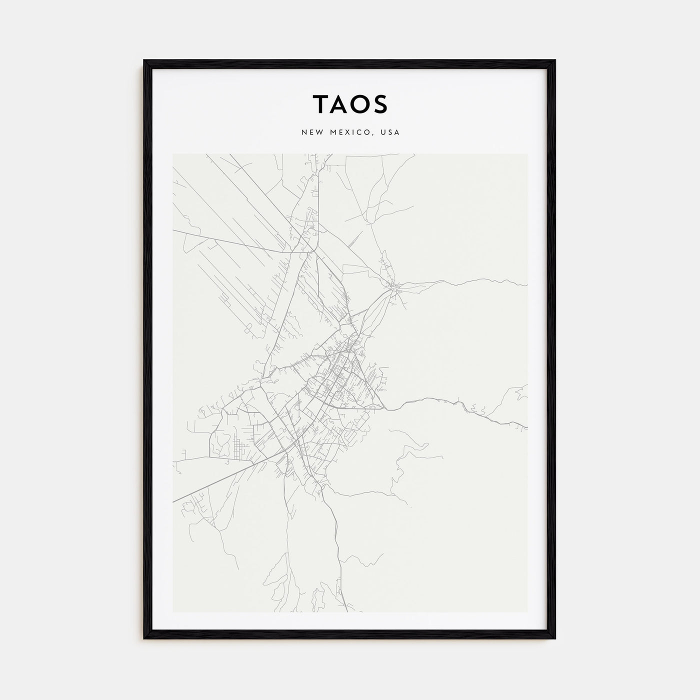 Taos Map Portrait Poster