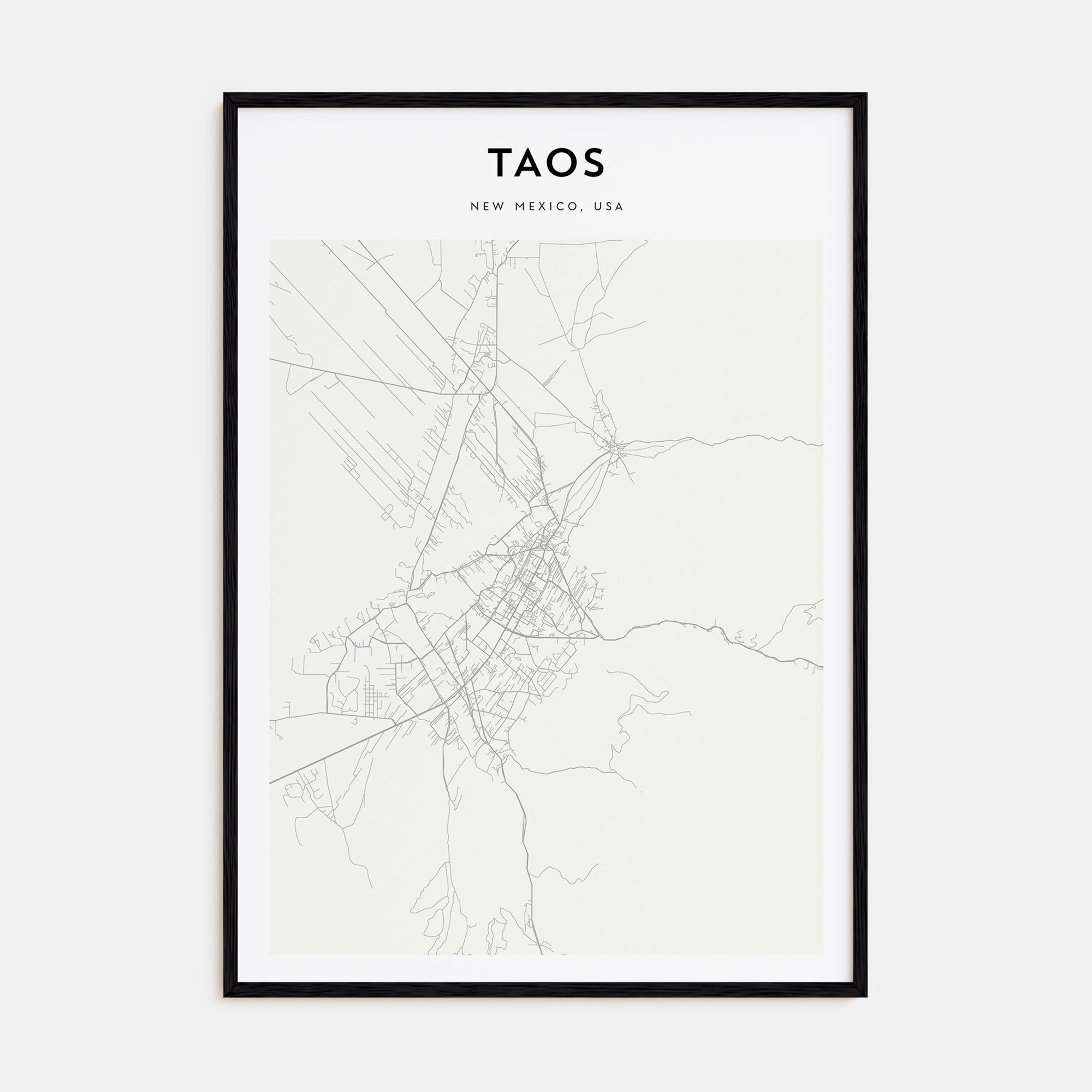 Taos Map Portrait Poster