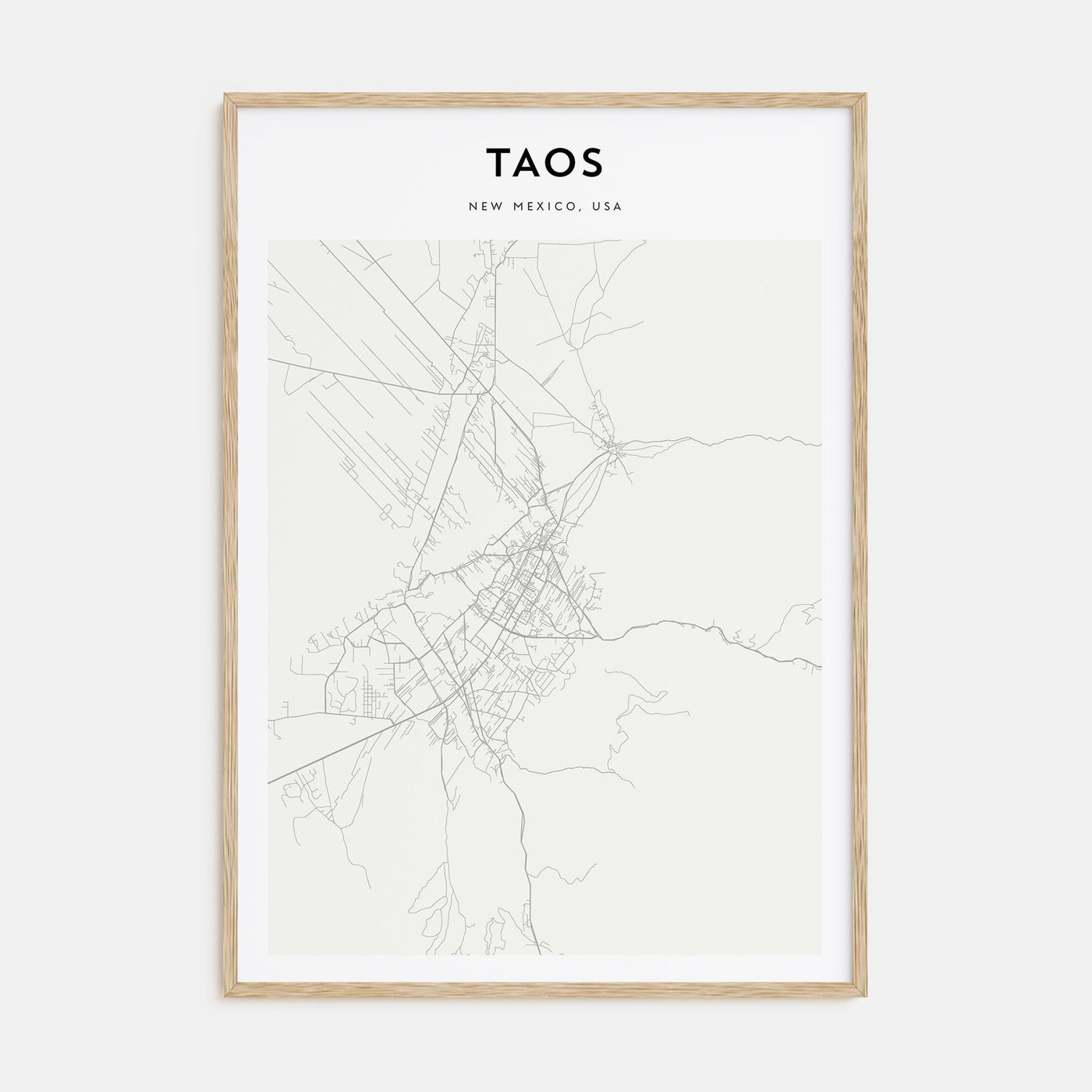 Taos Map Portrait Poster
