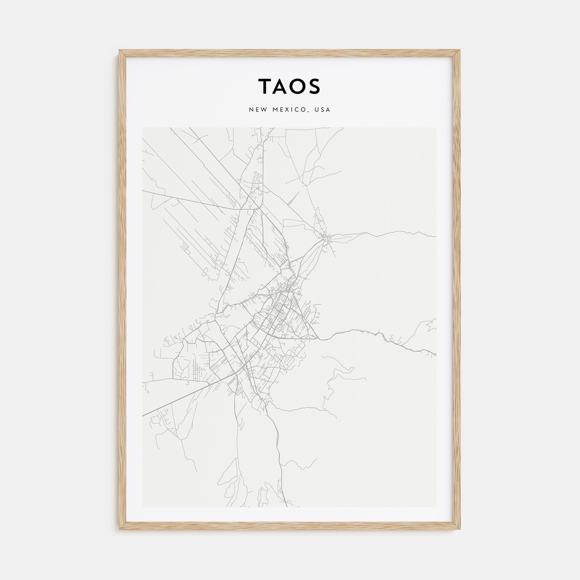 Taos Map Portrait Poster