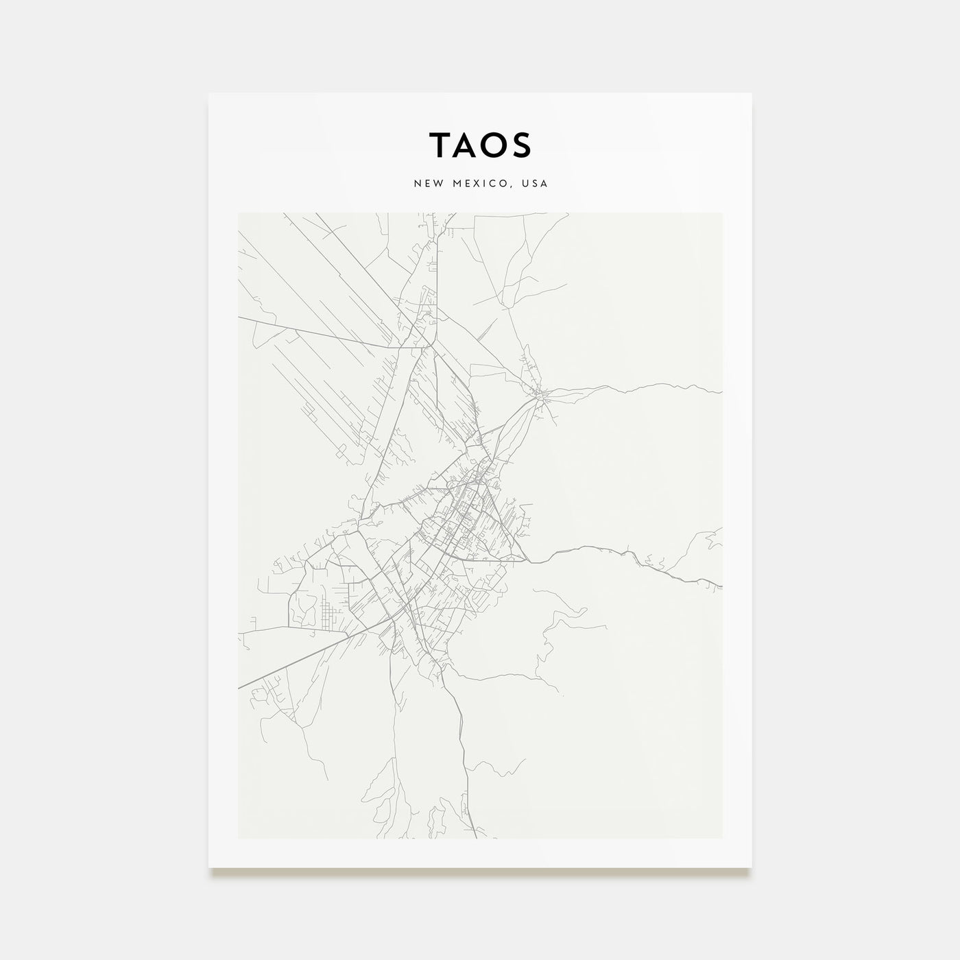 Taos Map Portrait Poster